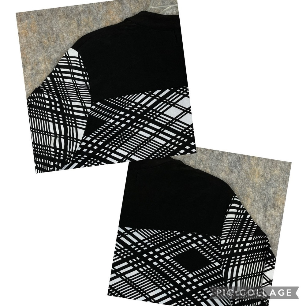 Diana Bell Black White Diagonal Print Office Attire Polished Casual Top - Sz M - Picture 10 of 16